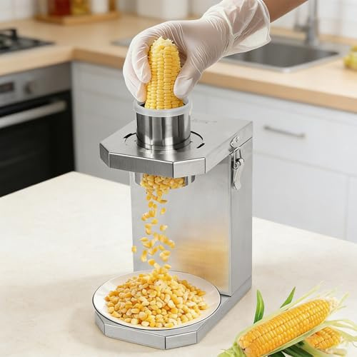 Spellacavi elettrico per pannocchie, 40 W, in acciaio inox, diametro di ingresso 6,5 cm, lama rimovibile per trebbiare mais fresco e cotto