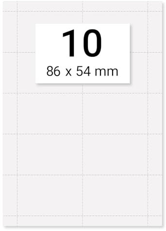 100 x Karteo® Einsteckschilder Einsteckkarte Einleger 160g/m² weiß hochwertiges perforiertes Papier 86 x 54 mm (Kreditkartenformat) auf 10 Stk. DIN A4 Bögen zum Selbstbedrucken beidseitig