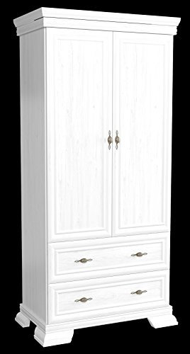 Furniture24 Kleiderschrank Kora KS1 Schrank Drehtürenschrank mit 2 Türen und 2 Schubkasten (Andersen Kiefer)