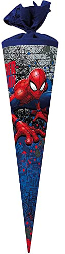 Nestler Schultüte zum Befüllen, Handgemachte Zuckertüte aus Karton - Lizenzmotiv Spiderman (70 cm rund)