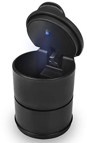 Posacenere per auto a LED con Coperchio Auto Posacenere portatile, cilindro senza fumo Portatile per Auto da Viaggio Auto Posacenere Autoestinguente con Indicatore di Luce LED blu per auto Camion