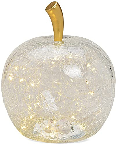 matches21 Apfel mit 40er LED Lichtern & Timer Deko Glasapfel Dekofigur Dekolicht Wohndeko transparent 1 STK Ø 27 cm