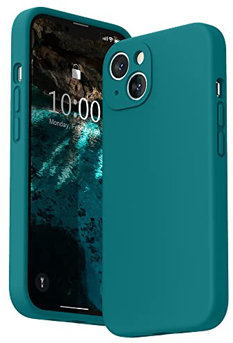 SURPHY Hülle Kompatibel mit iPhone 13 Hülle Silikon mit Displayschutzfolie, Handyhülle iPhone 13 Case Silikon Kameraschutz, iPhone 13 Hülle Schutzhülle Schutzschale 6,1 Zoll 2021 (Teal Blue)
