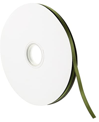 PATIKIL 0.28 Inch Wide 100 Yards Satin Ribbon, Double Face Solid Crafts Roll for Party Home DIY Wrapping Decoration Olive Green