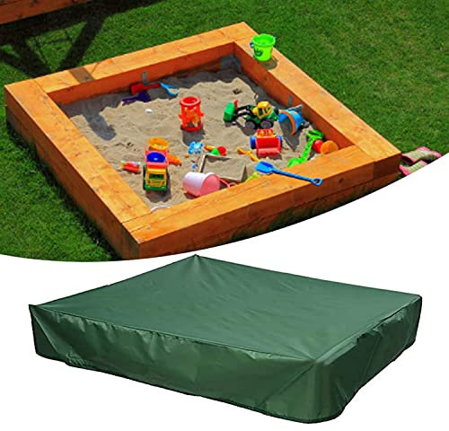 Sandbox Cover UCARE Square Waterproof Dustproof UV Protection Sandpit Pool Cover Protection with Drawstring for Sandpit, Toys and Furniture Outdoor Canopy Cover Foldable (120×120cm, Green)