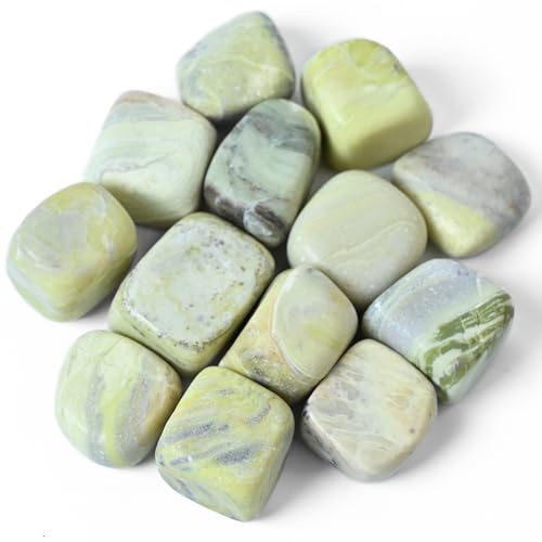 Set di 13 pietre e cristalli di serpentino burattati per un totale di oltre per la guarigione dei chakra il Reiki il bilanciamento la meditazione e la Decor della casa. Dimensioni: 20-25 mm.