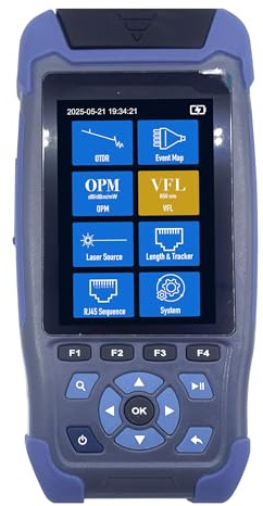 Elfcam® - OTDR para FTTH, 1310 nm, 1550 nm, Portátil 4 en 1 + VFL + OPM + OLS, Tester Fibra Óptica/Reflectómetro Óptico, Hasta 60 km (ELF-3800)