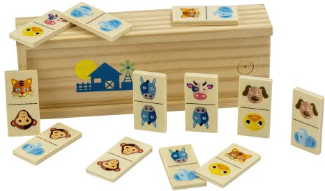 Science4you Dominosteine aus Holz für Kinder - Domino Spiel für Kinder ab 3 Jahre mit Farbenfrohe Tierbilder - Domino aus Holz STEM, EIN Holzspiel und Geschenke für Junge und Mädchen ab 3 Jahre