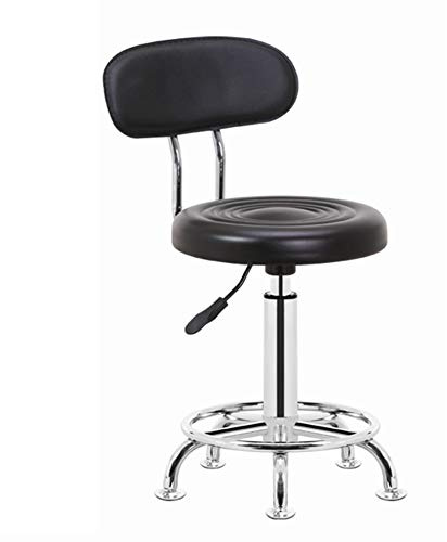 Bar Stool Beauty Stool Faux Leather Sponge with Backrest Adjustable Height Swivel Stool 3 Colors 3 Sizes (Color : Black Size : 34X6X81CM) (Black 34X6X78CM)