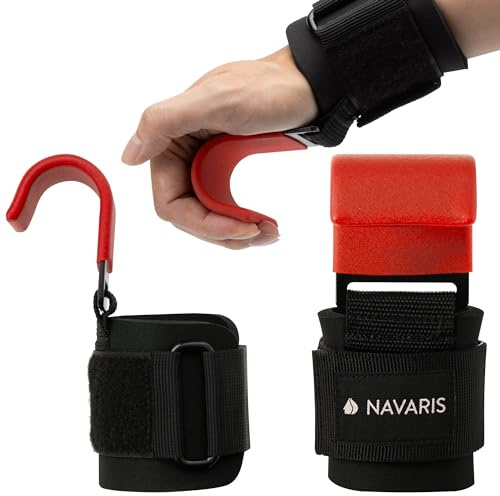 Navaris Cinghie Sollevamento Pesi Gancio Metallo - Set di 2 Cinghie Polsi Imbottite - Bilanciere Bodybuilding Fitness - Polsiere Unisex