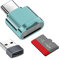 TF Kartenleser, Micro SD Kartenleser, Typ C TF Speicherkartenleser Adapter mit USB C auf USB Adapter, Kompatibel mit Laptops, MacBook, Samsung Galaxy (Blau)