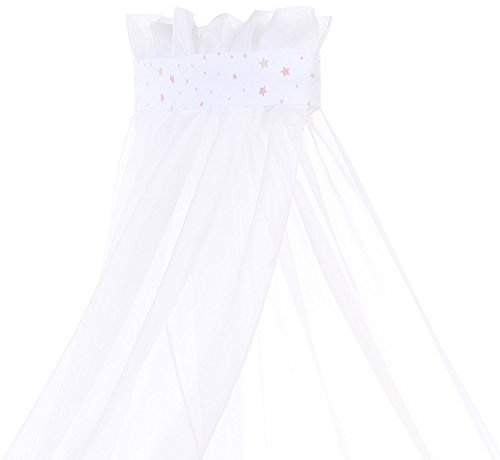 babybay Himmel Piqué mit Band passend für alle Modelle bis 96 cm Länge, weiß Sternemix Sand/Beere