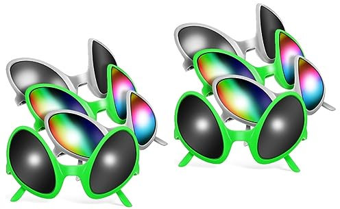 Toyvian 8stücke Lustige Sonnenbrillen Für Partys Außerirdische Brille Mit Grünem Rahmen Und Bunten Gläsern Dekorative Kostüm-requisiten Für Unvergessliche Und Feiern