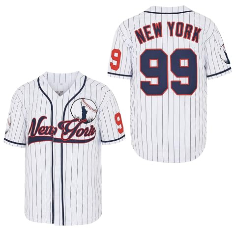 Herren New York 99 Baseball Trikots Shirts Hip Hop Button Down für Party Weihnachten Geschenk genäht