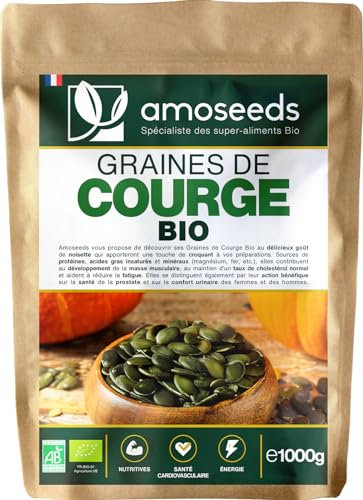 Graines de Courge Bio 1KG | Origine Europe | Cucurbita pepo | Non grillées, Sans sel, 100% naturelles | Qualité Supérieure