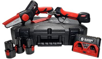 Blue Bird kit potatura forbice PS 23-25 Faster seghetto CS 22-04 con 3 batterie