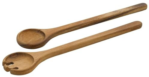 Zassenhaus Posate per insalata in legno di acacia | 35 cm | forchetta da insalata e cucchiaio da insalata in legno naturale | posate da insalata in legno di alta qualità con eleganti venature | posate