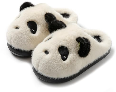 WYIKE Panda Plush Animal Slippers - Warm & Soft Women's Home Slippers for Indoor/Outdoor (White, Adult, Women, 6.5, Numeric Range, US Footwear Size System, 7.5, Medium)