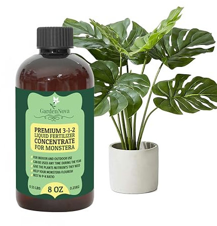 Premium Liquid Monstera Plant Fertilizer - 3-1-2 Concentrate for Indoor Plants and Flowers by GardenNova | Organic Plant Food for Monstera - 8oz