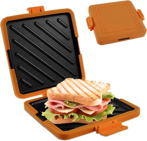 Microwave Toastie Sandwich Maker, Silicone Microwaveable Cookware Wireless Toastie Maker, Heatwave Technology Sandwich Toaster, Nonstick Plate Sandwich Maker for Cooking Crispy Sandwiches (Orange)