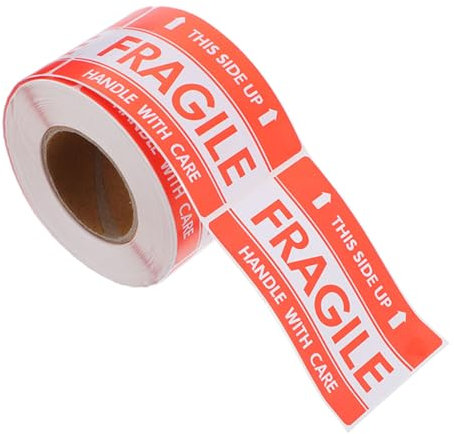 DIYEAH Fragile Klebeetiketten Rolle Hochklebend Versandaufkleber Für Umzugskartons Rechteckige Warnhinweis Aufkleber Handle with Care Für Büro Und Lager Kompatibel Mit Verschiedenen