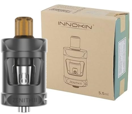 Atomizador Zenith 2 Tank In-nokin 5,5 ML (Gunmetal) con tapa deslizante y flujo de aire inferior compatible con bobinas Z 0,3/0,8 ohmios e-cigarrillo Mod CoolFire Z80 Original - No Nicotine
