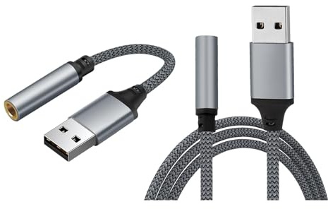 Adaptador USB a jack, adaptador de audio USB a jack de 3,5 mm, adaptador de audio jack para tarjeta de sonido externa, cable de audio Plug and Play, convertidor estéreo, chip de decodificación