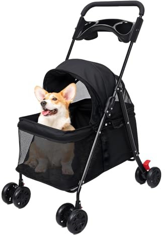 feneihe Hundebuggy, Houndewagen, Hunderbuggy bis 10 kg Schwarz