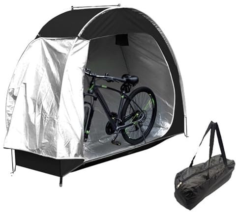 HUGDSB Bike Storage Shed Tent Portable Bicycle Storage Cover 210D Waterproof Oxford Fabric Bike Shelter for Outdoor Bicycles, Lawn Mower(Black)