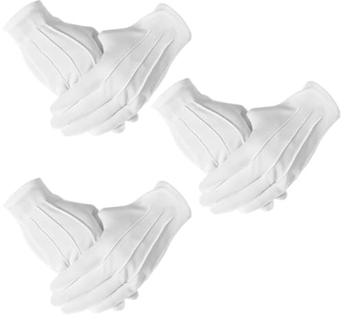 Classicseali 3 Paar Cotton Gloves, Weiche und Verstellbare Handschuhe Weiß | Baumwollhandschuhe Weiß, Stoff Handschuhe Weiss für Polizeiuniformen, Ehrengarden,Smokings, Schmuck, Silberwarenin