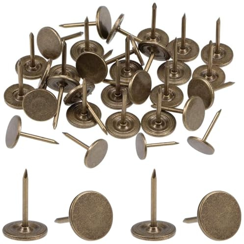 100pcs Upholstery Thumb Tacks for Wall,7/16 Inch Wood Thumb Tacks,Upholstery Tacks Decorative for Wood,Sofa, Door, Jewelry Box (Bronze)