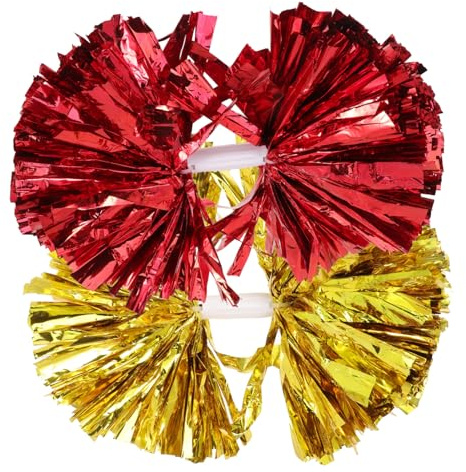 ibasenice 2 pièces Pompons de Cheerleading Réutilisables Accessoires de Performance Sportive pour Équipes de Danse et Supporteurs Pompons de Couleur Rouge et Or Résistants et Attrayants