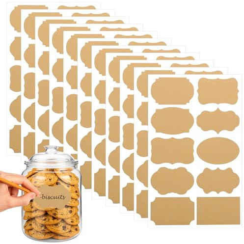 200 Stück Kraft Etiketten Aufkleber zum Beschriften Marmeladen Etiketten Selbstklebend Klebeetiketten für Gläser Gewürzetiketten Selbstklebend Kraftpapier Aufkleber für Marmeladengläser Geschenktüten
