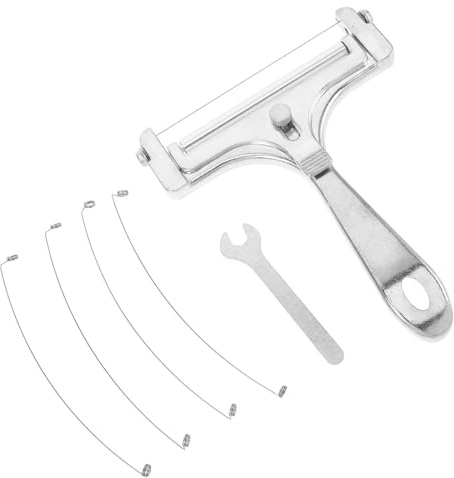 TOYANDONA Kit de Trancheuse à Fromage Manuelle avec Fil Inox et Clé Coupe-fromage pour Blocs et Beurre Trancheuse Polyvalente pour Raclette et à Pâte Dure