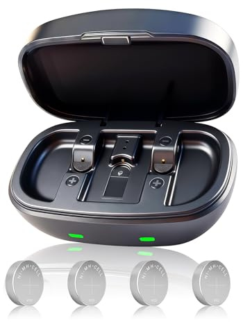 ELICTECH Rechargeable 312 Hearing Aid Batteries and USB-C Charger with 4 Pack Silver-Zinc Cells, Long Lasting Power for Bluetooth & Non-Bluetooth Hearing Aids, Portable Compact Case (4pcs-13)