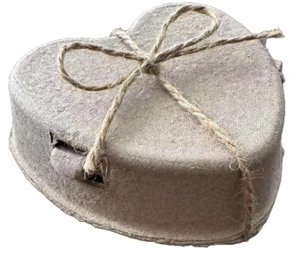 Contenitori per uova pasquali a forma di cuore con corda di iuta, 3 pezzi, contenitori per uova in polpa di carta a forma di cuore, riutilizzabili, in cartone, per Pasqua e San (Beige, 14.4x14.4cm)