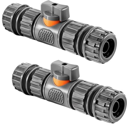 2 x Gartenschlauch Verbinder mit Regulierventil Schlauchkupplung 1/2 Zoll, Wasseranschluss Adapter, Schnellkupplung Gartenbewässerung, Wasserschlauchverbinder für effiziente Bewässerung, Reinigung