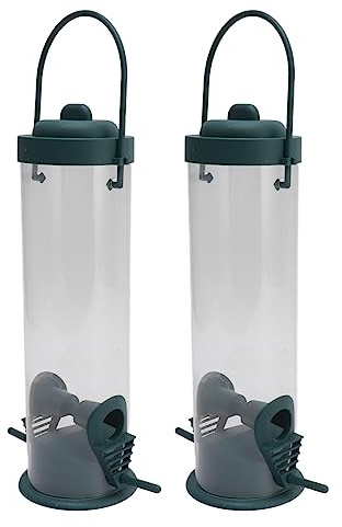 RASTKY Mangiatoia per Uccelli a Tubo, in Plastica Resistente, a Prova di Scoiattolo, da Appendere, per Fringuelli, per Uccelli Selvatici, 2 Set per la Decorazione del Giardino