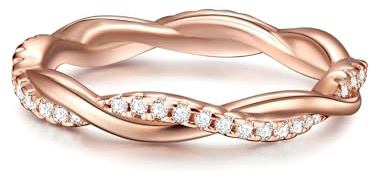 Trilani Damen Ring 925/- Sterling Silber roségold | rosévergoldet 18 Karat, Memoirering, Zirkonia, weiß, Brillantschliff