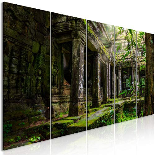 murando - Cuadro de cristal acrílico Arquitectura 150x60 cm Impresión de 5 Piezas Pintura sobre Vidrio Imagen Gráfica Decoracion de Pared Abstracto - Tempel Preah Khan d-B-0323-k-m