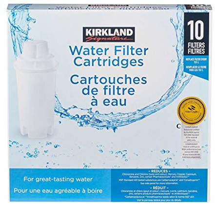 Kirkland Signature Water Filter Cartridges for Brita Pitchers, 10 Refills