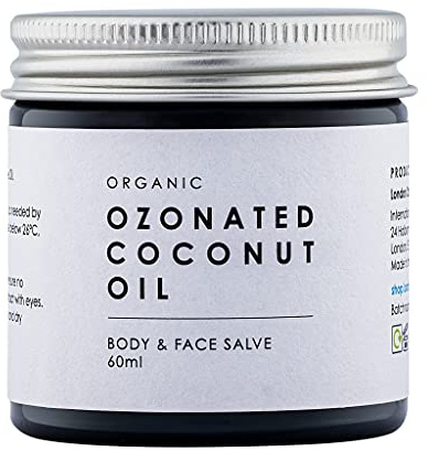 Organic Virgin Ozonated Coconut Oil - Ozone Skin Rejuvenation - Hypoallergenic Moisturizer for Sensitive Skin - Gentle Aroma - Anti-Fungal, Anti-Bacterial, Anti-Viral Body & Face Oil, 60ml