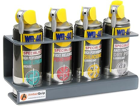 Amberquip Spray Can Holder – Wall & Van Mounted PVC Storage Rack | Rustproof, Heavy Duty Aerosol Organiser for Workshop, Garage, Shed, Trade & Van Racking. Dark Grey.
