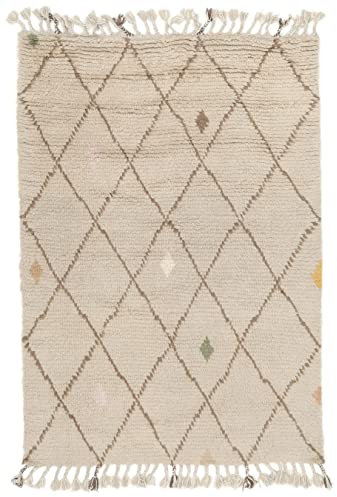 RugVista Alta, Kinderteppich, Moroccan/Berber, 180 x 120 cm, Rechteckig, Niedriger Stapel, Wohnzimmer, Kinderzimmer, Schlafzimmer, Nur chemische Reinigung, Ohne gefährliche Chemikalien, Greige