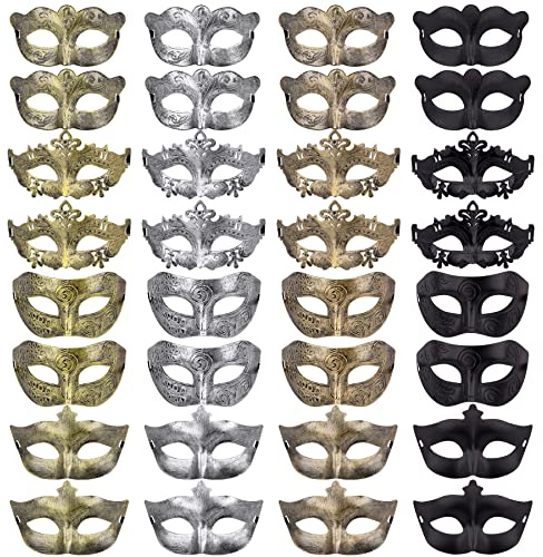FEQO 32 Stück Venezianische Maskerade Maske Vintage Antike Masken Damen und Herren