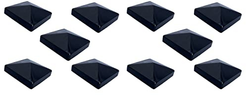 Haven Heritage Fence Toppers for Privacy - Pyramid Square Black Metal Fence Post Caps, Fence Post Caps, Fence Post Caps 100mm, Metal Square Black Top Post Caps, Wooden Fence Post Caps - 4 100mm (10)