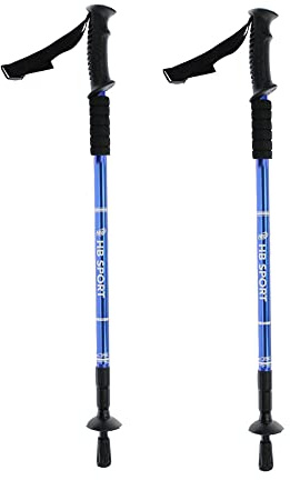 Vetrineinrete® Coppia di bastoncini da trekking bastone telescopico in alluminio per camminata escursione nordik walking campeggio 63-135 cm vari colori (Blu)