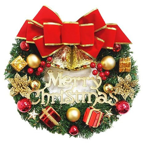 Weihnachtskranz, 30cm/12in Weihnachtskranz Künstlicher Türkranz, Weihnachtsdekorkranz für Kamin, Haustür, Wand-Fenster