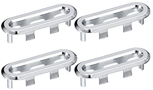 QUARKZMAN Lavabo Garniture Trop-plein Couvercle, 4Pcs Lavabo Trop-plein Anneaux 47.8x13.5mm Ovale Toilettes Cuisine Lavabo Bonde Couverture Trou Insert et Bouchons, Argenté