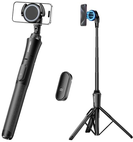 UBeesize 62'' Magnetic Selfie Stick Phone Tripod with Wireless Remote, Extendable Cell Phone Tripod Stand, Compatible with MagSafe, Cellphone Tripod for iPhone 17 16 15 14 13 12 and Android Phones